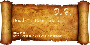 Dudás Henrietta névjegykártya